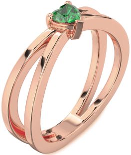 Emerald Rose Gold Heart Promise Ring