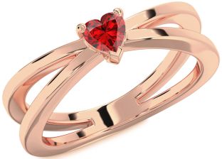 Ruby Rose Gold Heart Promise Ring