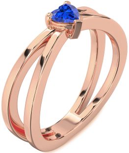 Blue Sapphire Rose Gold Heart Promise Ring