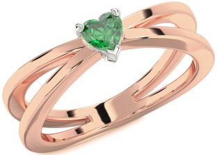 Emerald White Rose Gold Heart Promise Ring