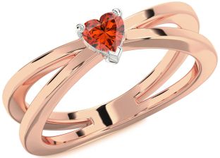 Amethyst Platinum & Rose Gold Heart Promise Ring