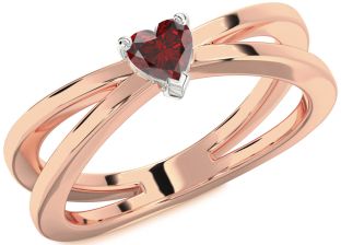 Amethyst Platinum & Rose Gold Heart Promise Ring