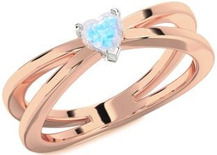 Amethyst Platinum & Rose Gold Heart Promise Ring