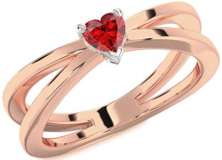 Ruby White Rose Gold Heart Promise Ring