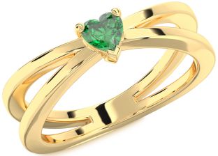Emerald Gold Heart Promise Ring