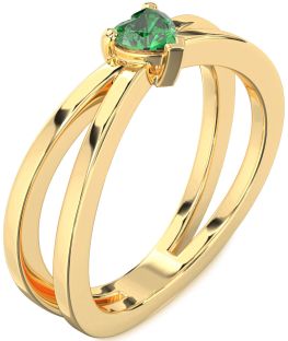 Emerald Gold Heart Promise Ring
