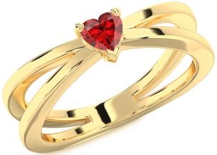 Ruby Gold Heart Promise Ring