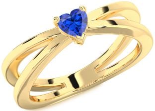 Blue Sapphire Gold Heart Promise Ring