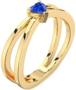 Blue Sapphire Gold Heart Promise Ring