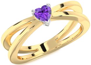 Amethyst Platinum & Yellow Gold Heart Promise Ring