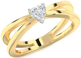 Diamond White Yellow Gold Heart Promise Ring