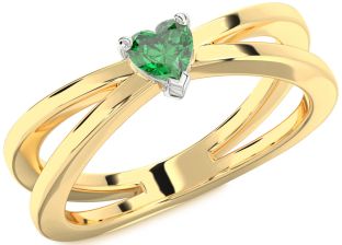 Emerald Platinum & Yellow Gold Heart Promise Ring