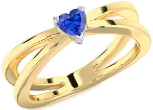 Blue Sapphire Gold Silver Heart Promise Ring