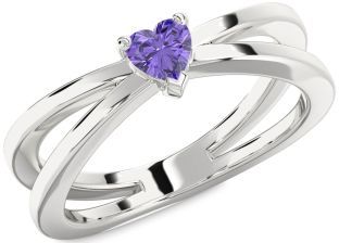 Amethyst Platinum Heart Promise Ring