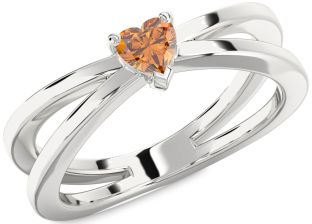 Amethyst Platinum Heart Promise Ring