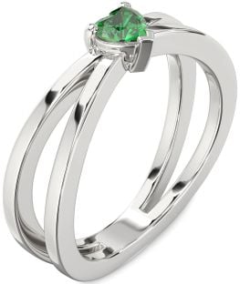Emerald White Gold Heart Promise Ring