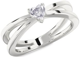 Salt & Pepper Diamond Silver Heart Promise Ring