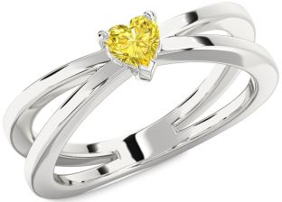 Amethyst Platinum Heart Promise Ring