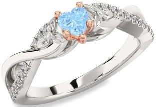 Diamond Amethyst Platinum & Rose Gold Heart Infinity Promise Ring