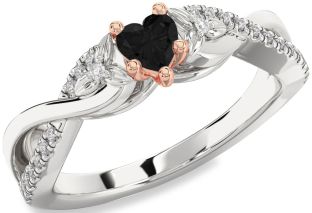 Diamond Amethyst Platinum & Rose Gold Heart Infinity Promise Ring