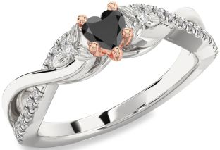 Diamond Amethyst Platinum & Rose Gold Heart Infinity Promise Ring