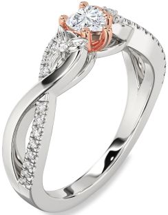 Diamond Silver & 10K Rose Gold Heart Infinity Promise Ring