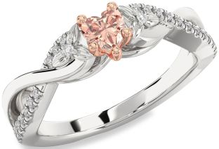 Diamond Amethyst Platinum & Rose Gold Heart Infinity Promise Ring