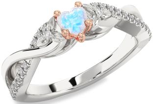 Diamond Amethyst Platinum & Rose Gold Heart Infinity Promise Ring