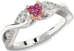 Diamond Amethyst Platinum & Rose Gold Heart Infinity Promise Ring