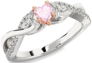 Diamond Amethyst Platinum & Rose Gold Heart Infinity Promise Ring