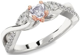 Diamond Amethyst Platinum & Rose Gold Heart Infinity Promise Ring