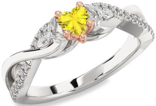 Diamond Amethyst Platinum & Rose Gold Heart Infinity Promise Ring