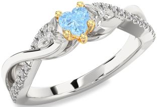 Diamond Amethyst Platinum & Yellow Gold Heart Infinity Promise Ring