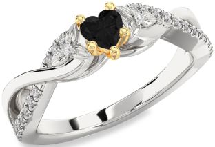 Diamond Amethyst Platinum & Yellow Gold Heart Infinity Promise Ring