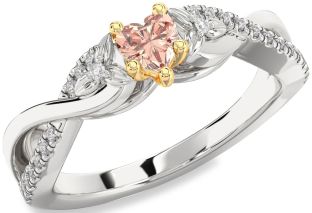 Diamond Amethyst Platinum & Yellow Gold Heart Infinity Promise Ring