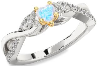 Diamond Amethyst Platinum & Yellow Gold Heart Infinity Promise Ring