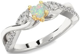 Diamond Amethyst Platinum & Yellow Gold Heart Infinity Promise Ring