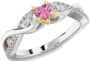 Diamond Amethyst Platinum & Yellow Gold Heart Infinity Promise Ring