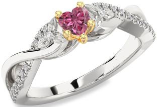Diamond Amethyst Platinum & Yellow Gold Heart Infinity Promise Ring