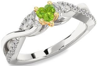 Diamond Amethyst Platinum & Yellow Gold Heart Infinity Promise Ring