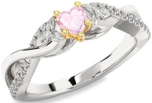 Diamond Amethyst Platinum & Yellow Gold Heart Infinity Promise Ring