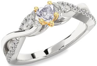 Diamond Amethyst Platinum & Yellow Gold Heart Infinity Promise Ring