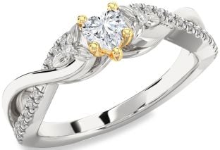 Diamond Amethyst Platinum & Yellow Gold Heart Infinity Promise Ring