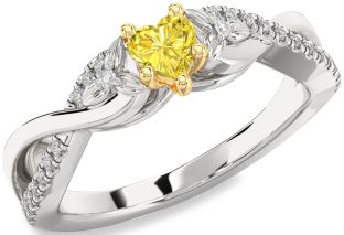 Diamond Amethyst Platinum & Yellow Gold Heart Infinity Promise Ring