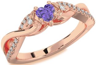 Diamond Amethyst Rose Gold Heart Infinity Promise Ring