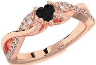 Diamond Amethyst Rose Gold Heart Infinity Promise Ring