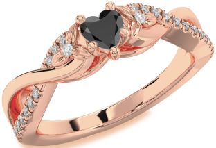 Diamond Amethyst Rose Gold Heart Infinity Promise Ring
