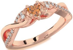 Diamond Amethyst Rose Gold Heart Infinity Promise Ring