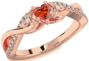 Diamond Amethyst Rose Gold Heart Infinity Promise Ring