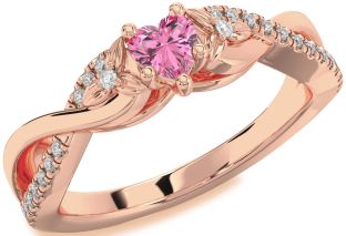 Diamond Amethyst Rose Gold Heart Infinity Promise Ring